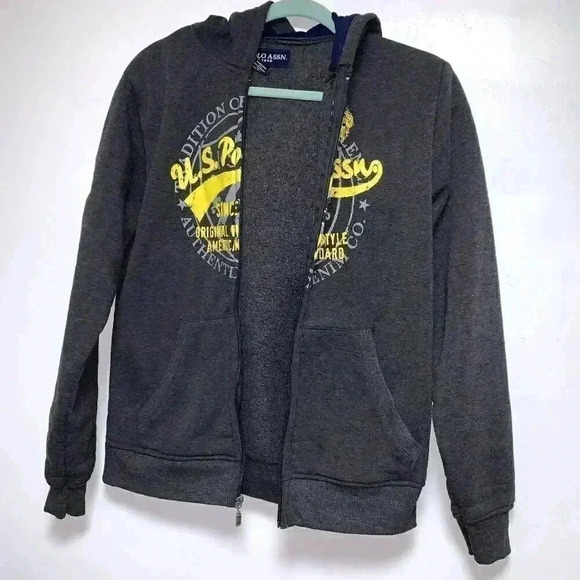 US POLO ASSN Zip-Front DARK GREY Hoodie, YOUTH 18 THE ADDITION OF EXCELLENCE. - Picture 3 of 8